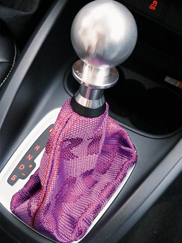 Purple Custom Shift Boot Bride Installation